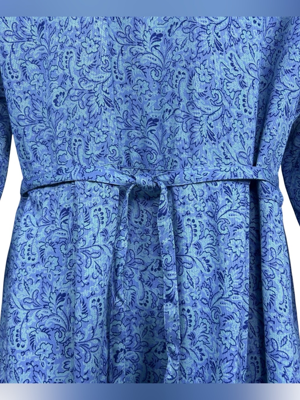 April Cornell Floral Maxi Shirt Dress Size L Rayon Blue Boho Cottagecore Country - Picture 14 of 16
